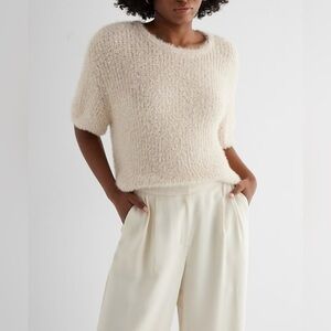 Express Heavy‎ Knit Sequin Crew Neck Short Puff Sleeve Sweater Size XL